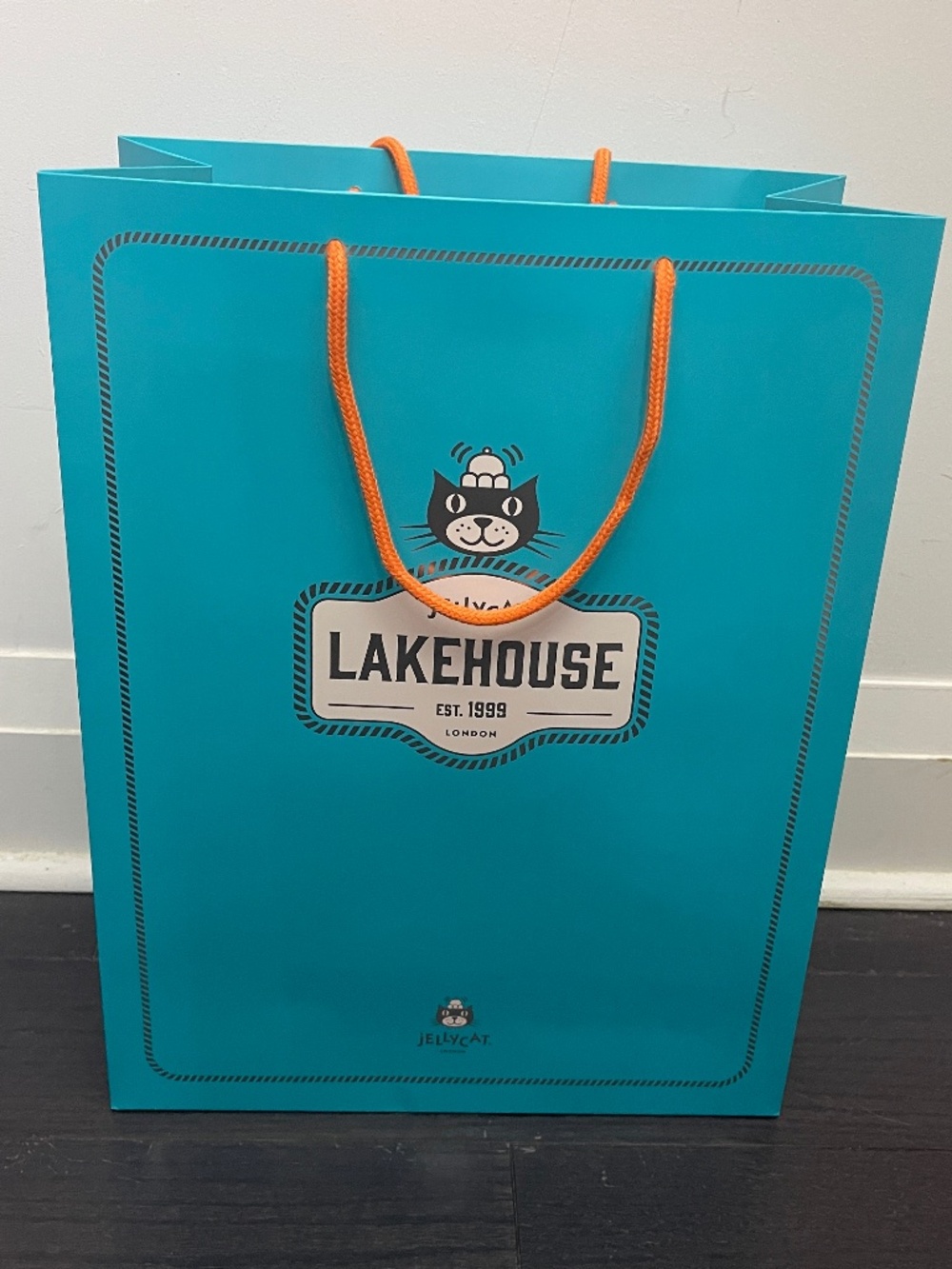 RARE Jellycat limited edition Lakehouse blue orange empty shopping bag CANADA